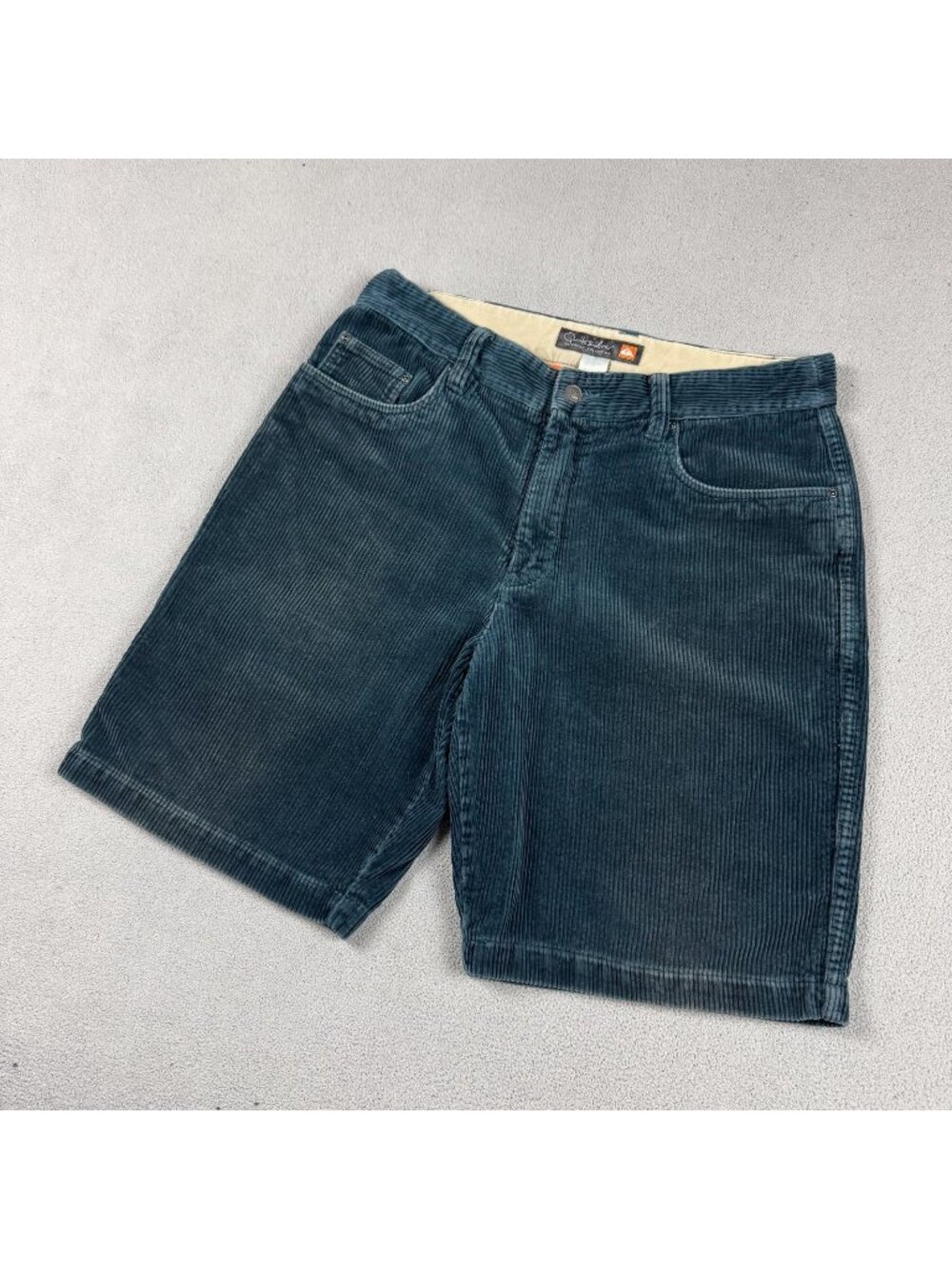 Quiksilver Vintage Corduroy Shorts Mens 33 Teal Blue Green Skater Retro Surf Y2K